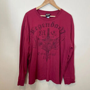 Harley-Davidson Men’s Red Long Sleeve Graphic T-Shirt Size XL Crew Neck Logo
